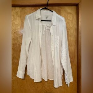 J Crew white gauze button up shirt, Size xxl new with tags